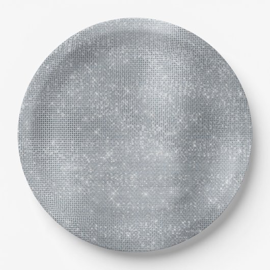 Dreamy Glitzy Silver Sparkle Pappteller (Vorderseite)