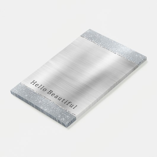 Dreamy Glitzy Silver Sparkle Post-it Klebezettel (angewinkelt)
