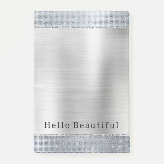 Dreamy Glitzy Silver Sparkle Post-it Klebezettel (Vorderseite)