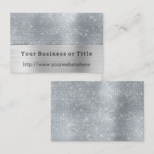Dreamy Glitzy Silver Sparkle Visitenkarte (Vorne/Hinten)