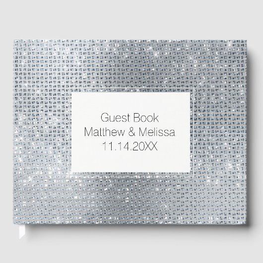 Dreamy Glitzy Silver Sparkle Wedding Gästebuch (Vorderseite)