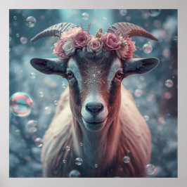 Dreamy Goat Art Poster