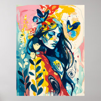 Dreamy Goddess mit der lebendigen Essenz der Natur Poster