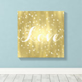 Dreamy Gold und White Confetti Bokeh Liebe Leinwanddruck (Insitu (Holzboden))
