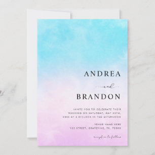 Dreamy Gradient Clouds QR-Code in einer Hochzeit Einladung