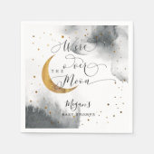 Dreamy Gray Gold über der Mond Baby Dusche Serviette (Vorderseite)