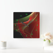 Dreamy Green and Red Sweep Fraktal Quadratische Wanduhr (Zuhause)
