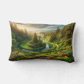 Dreamy Green Impressionist River Landscape Lendenkissen (Rückseite)