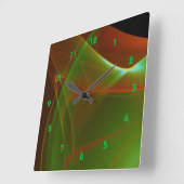 Dreamy Green und Orange Sweep Fraktal Quadratische Wanduhr (Winkel)