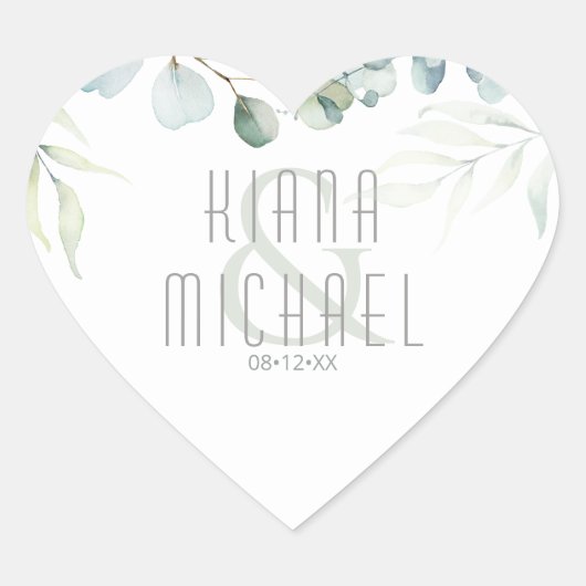 Dreamy Green Wedding Green/Blue ID817 Classic R Herz-Aufkleber (Vorderseite)