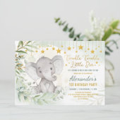 Dreamy Greenerie Moon & Stars Elefant 1. Geburtsta Einladung (Stehend Vorderseite)