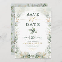 Dreamy Greenery Gold Eukalyptus Save the Date