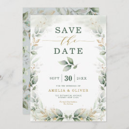 Dreamy Greenery Gold Eukalyptus Save the Date Einladung