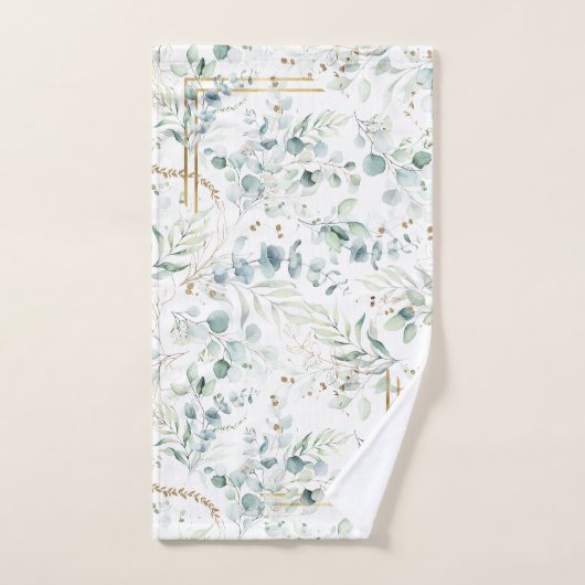 Dreamy Greenery Muster Green/Gold ID817 Badhandtuch Set (Handtuch)