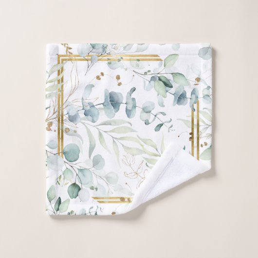 Dreamy Greenery Muster Green/Gold ID817 Badhandtuch Set (Waschlappen)