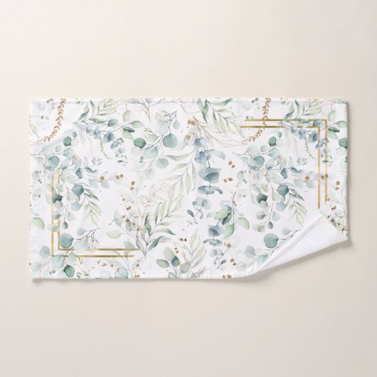Dreamy Greenery Muster Green/Gold ID817 Badhandtuch Set (Handtuch)