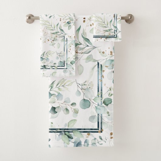 Dreamy Greenery Pattern Green/Blue ID817 Badhandtuch Set (Insitu)