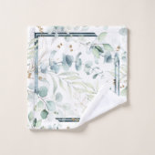 Dreamy Greenery Pattern Green/Blue ID817 Badhandtuch Set (Waschlappen)