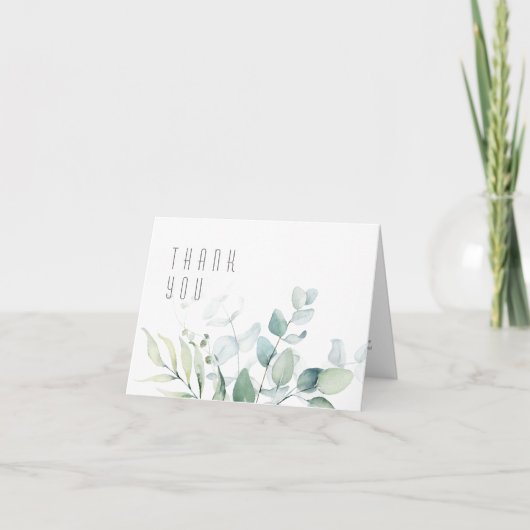 Dreamy Greenery Wedding Danke Green/Blue ID817 Karte (Vorderseite)