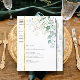 Dreamy Greenery Wedding Menu V2 Green/Blue ID817 Menükarte