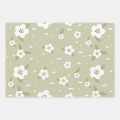 Dreamy Grüntöne Floral Bunny Set von 3 Geschenkpapier Set (Vorderseite 2)