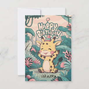 Dreamy Happy Giraffe Birthday Karte