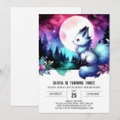 Dreamy Happy Wolf Birthday Einladung (Vorne/Hinten)