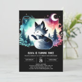 Dreamy Happy Wolf Birthday Einladung (Stehend Vorderseite)