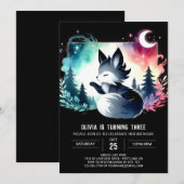 Dreamy Happy Wolf Birthday Einladung (Vorne/Hinten)