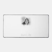 Dreamy Hazy Black and White Wedding Pic and Date Schreibtischunterlage (Vorderseite)