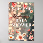 Dreamy Hearts and Blume Kinderdusche Willkommen Poster (Vorne)