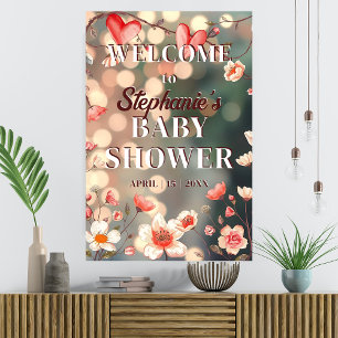 Dreamy Hearts and Blume Kinderdusche Willkommen Poster