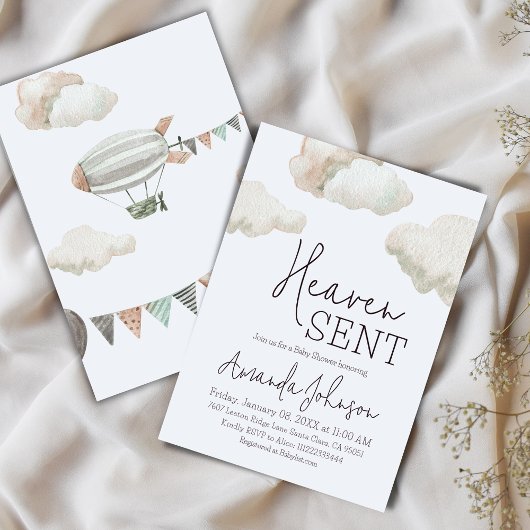 Dreamy Heaven Sent Blue Boy Baby Dusche Einladung