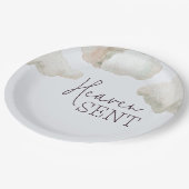 Dreamy Heaven Sent Blue Boy Baby Dusche Pappteller (Schrägansicht)