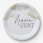 Dreamy Heaven Sent Blue Boy Baby Dusche Pappteller (Vorderseite)