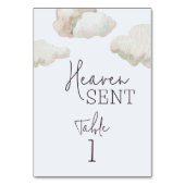 Dreamy Heaven Sent Blue Boy Baby Dusche Tischnummer (Vorderseite)