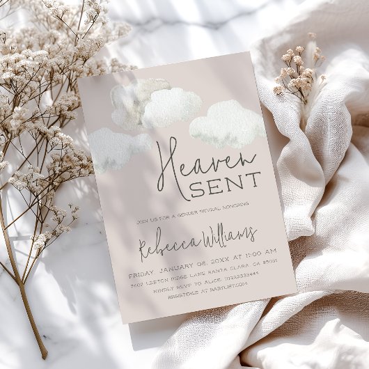 Dreamy Heaven Sent Gender Neutral Gender Offenlegu Einladung