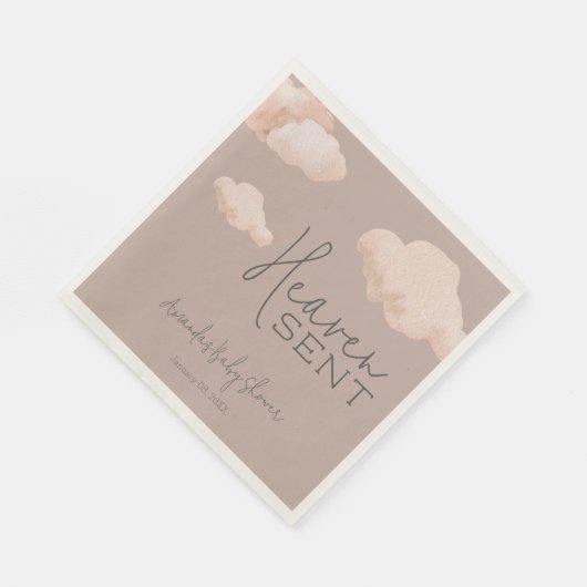 Dreamy Heaven Sent Sky Beige Baby Dusche Willkomme Serviette (Ecke)