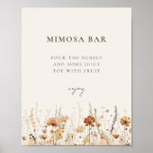 Dreamy Herbst Wildblume Mimosa Bar Sign Poster (Vorne)