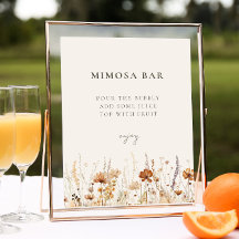 Dreamy Herbst Wildblume Mimosa Bar Sign