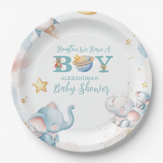 Dreamy Houston, wir haben einen Jungen im Weltraum Pappteller (Vorderseite)