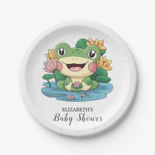 Dreamy Hübsch Frog Baby Shower Pappteller (Vorderseite)