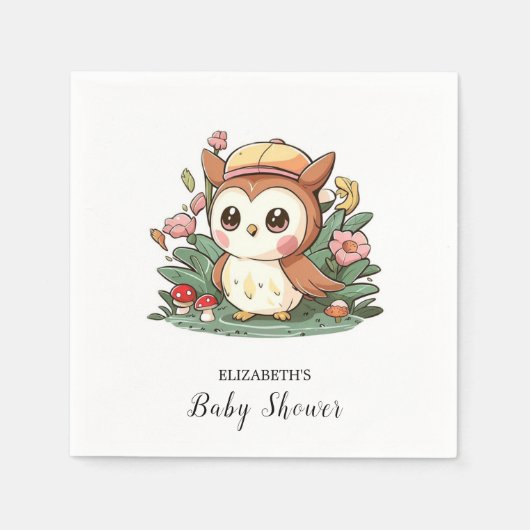 Dreamy Hübsch Owl Baby Dusche Serviette (Vorderseite)