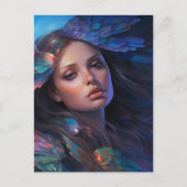 Dreamy Indigo Blue Butterfly Wings Fantasy Woman Postkarte (Vorderseite)