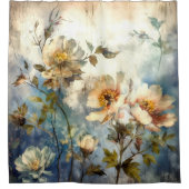 Dreamy Indigo Wind-Swept Floral Art Duschvorhang (Vorderseite)