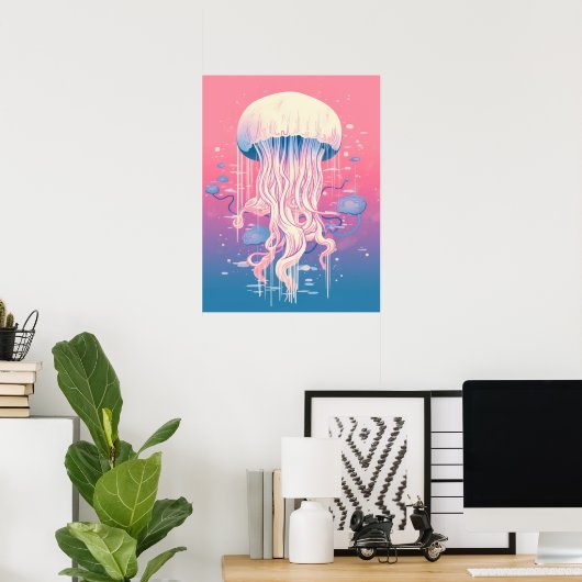Dreamy Jellyfish in Ocean Hues Poster (Heimbüro)