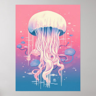 Dreamy Jellyfish in Ocean Hues Poster