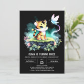 Dreamy Jungle Tiger Birthday Einladung (Stehend Vorderseite)