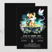 Dreamy Jungle Tiger Birthday Einladung (Vorne/Hinten)