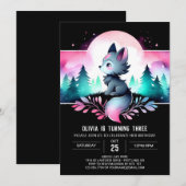 Dreamy Jungle Wolf Birthday Einladung (Vorne/Hinten)